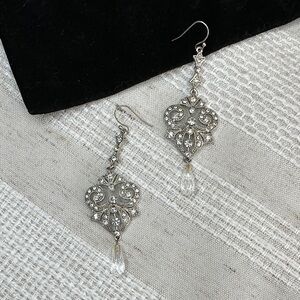 Express Silver-tone Crystal Filigree Drop Earrings - Clear